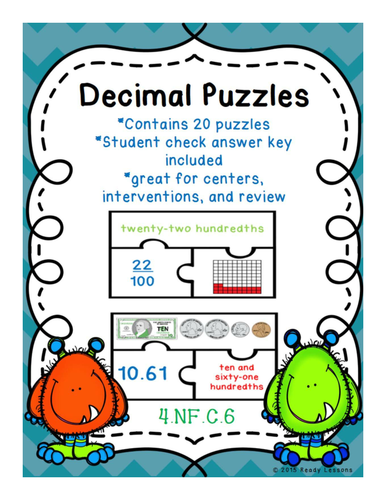 Decimals Game Puzzles 4.NF.6