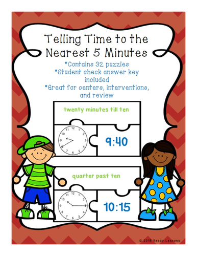 Telling Time to 5 Minutes Game Puzzles 2.MD.7