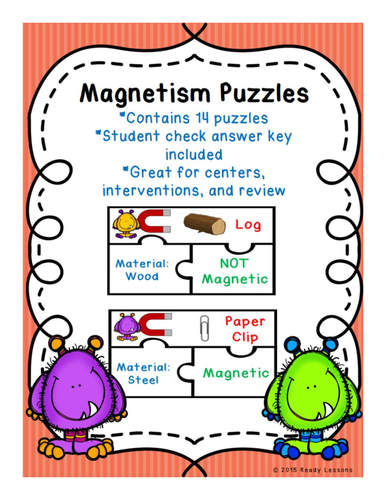 Science Magnets Activity Puzzles for Magnetic & Nonmagnetic Sort Game