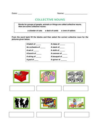 Worksheet of Collective Nouns