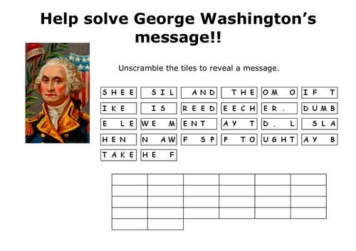 Help solve George Washington's puzzle message !! 