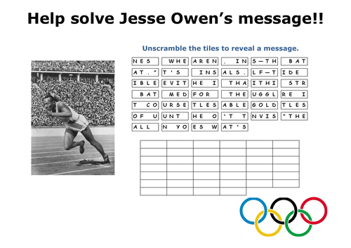 Help solve Jesse Owen’s special message!! 