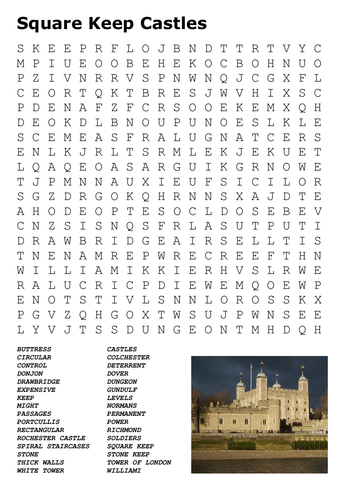 Square Keep Castles Word Search 