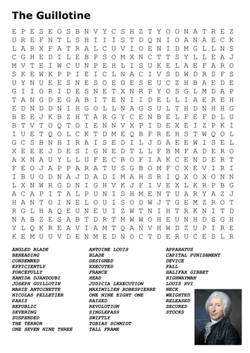 The Guillotine - Crime and Pnishment Word Search