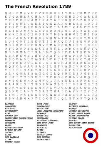 French Revolution Word Search Answer Key