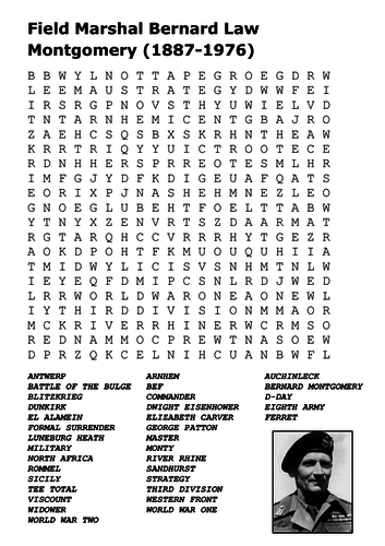 Field Marshal Bernard Law Montgomery Word Search 