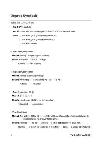 AQA Organic Chemistry Booklet (AS and A2) 