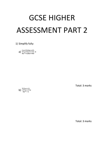 GCSE HIGHER Paper part 2 / GCSE HIGHER revision  part 2 with answers