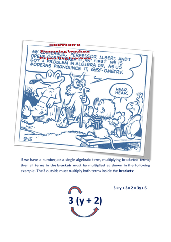SECTION 1: ALGEBRA WORKSHEETS - EXPANDING BRACKETS AND FACTORISING