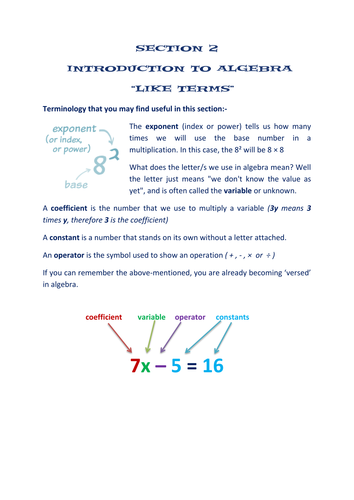 ALGEBRA BUNDLE: LIKE TERMS; EQUATIONS; SUBSTITUTION; BRACKETS; FACTORISING; x2 TESTS