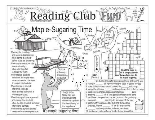 Maple-Sugaring Time Two-Page Activity Set