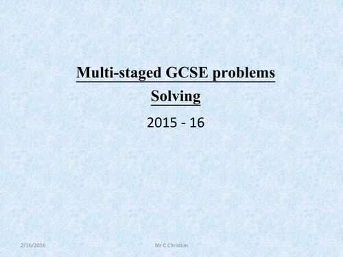 Multi-stage Problem solving