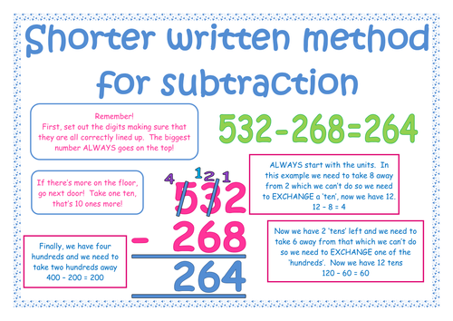 Shorter written method for subtraction