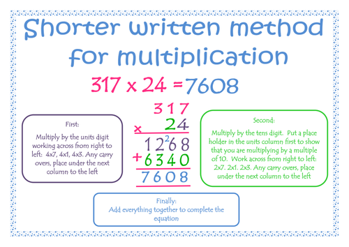 Shorter written method for multiplication