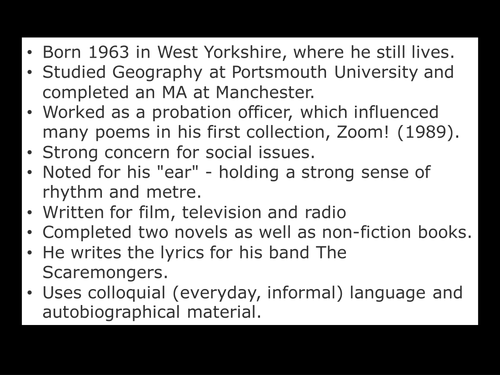 	Edexcel Literature Poetry (Relationships) - 'The Manhunt' by Simon Armitage