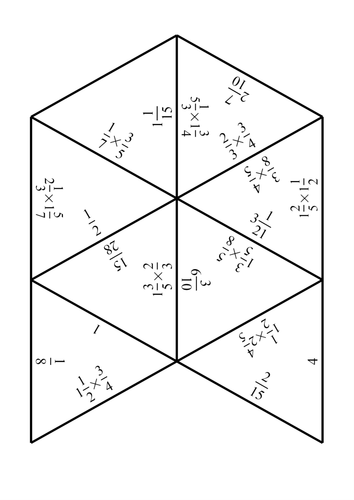 kindergarten free worksheet for hexagon by fractions sessa1 Teaching Tarsia jigsaws.  Multiplying