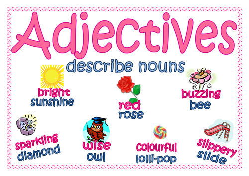Adjectives poster with pictures