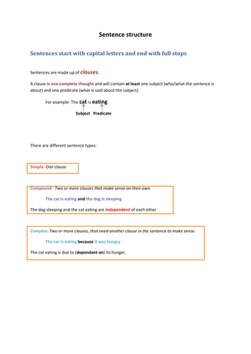 Sentence structure outline