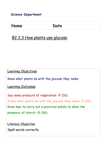 B2 HOW PLANTS USE GLUCOSE 