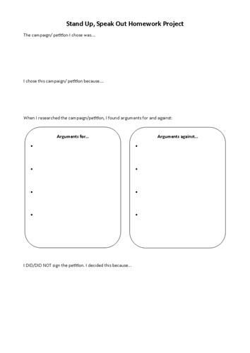 Stand Up Speak Out - Human Rights Homework Project