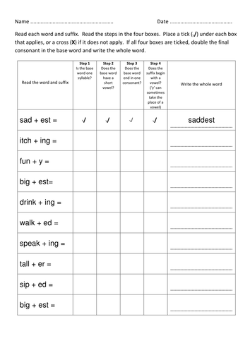 When to double the final consonant worksheets Teaching Resources