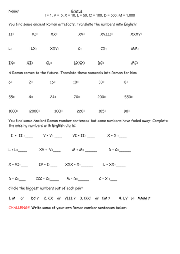 Roman Numerals Presentation 3 Differentiated Worksheets And Word Problems Extension Teaching Resources