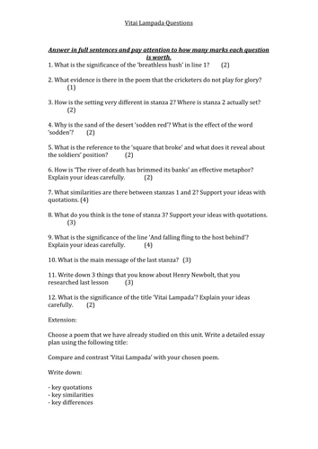 Vitai lampada essay picture