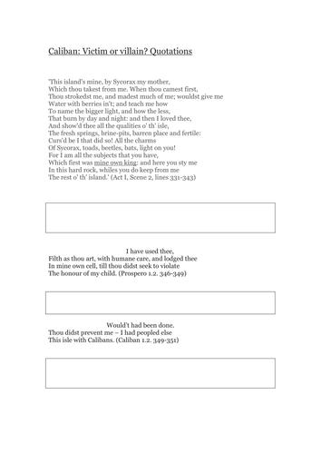 Caliban: Victim or Villain? 