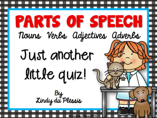 Parts Of Speech Quiz Teaching Resources