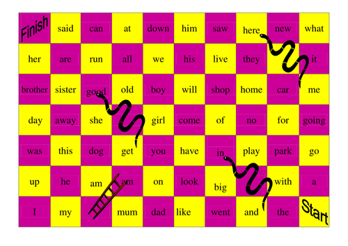 High Frequency words Snakes and Ladders