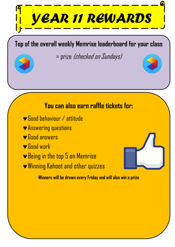 Year 11 Rewards Poster