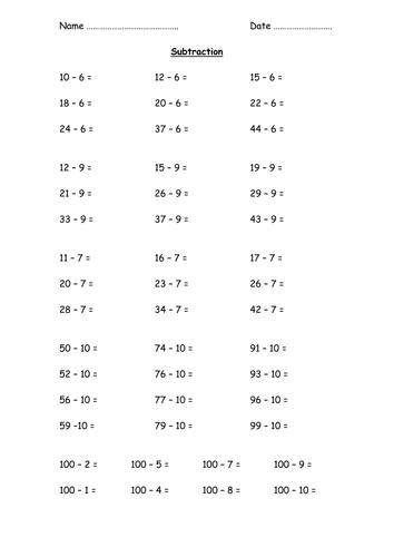 Subtraction | Teaching Resources