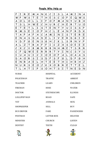 People Who Help Us wordsearch