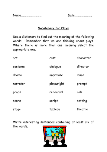 drama vocabulary teaching resources