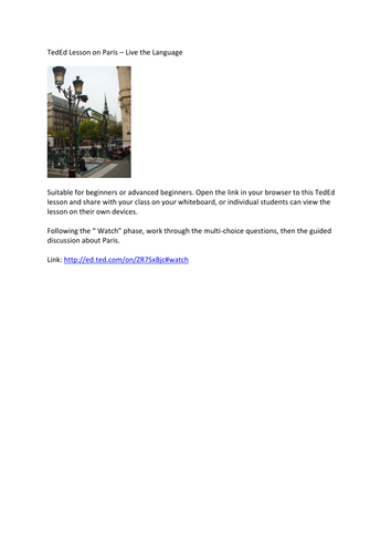 Paris TedEd lesson based on a visit to Paris