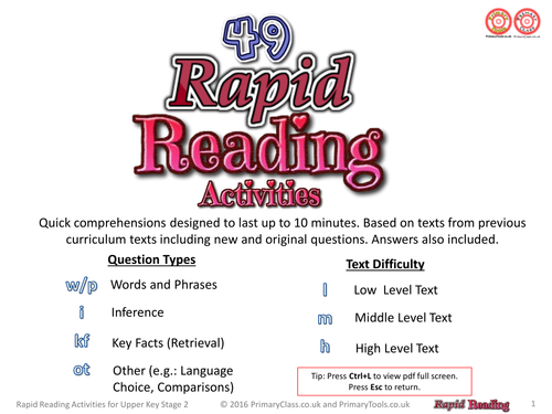 Rapid Reading - 49 Quick Reading Activities for Upper Key Stage 2