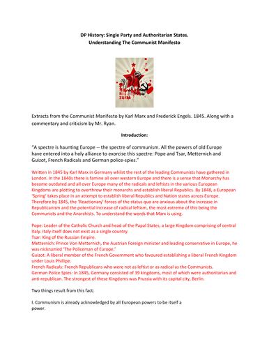 Summary Notes of the Communist Manifesto