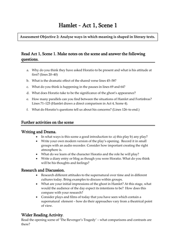 Hamlet a level questions image