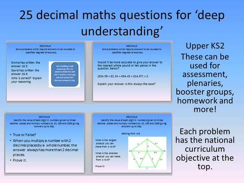 KS2 decimal maths problems