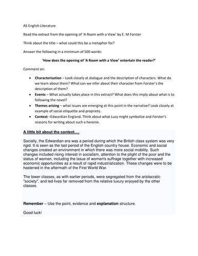 A room with a view essay