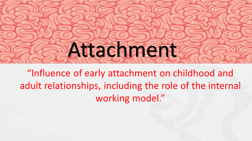 Lesson 10: Influence of Early Attachment on Later Relationships. Attachment (New AQA Specification)