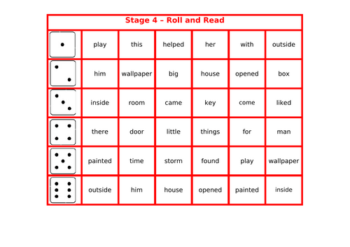 Roll and Read Game - Oxford Reading Tree Stage Words 