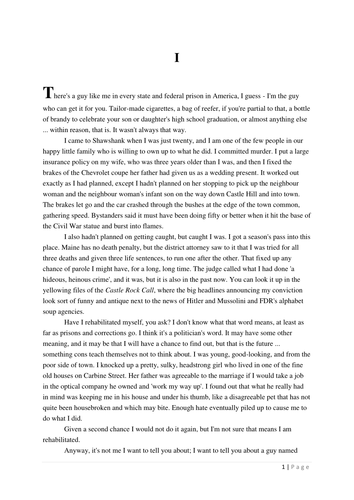  "The Shawshank Redemption" by Stephen King