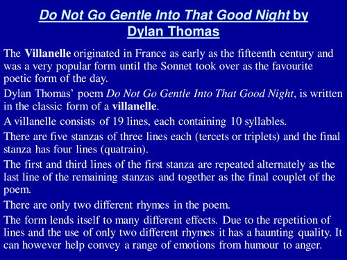 "Do Not Go Gentle Into That Good Night" by Dylan Thomas