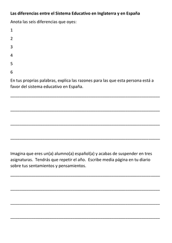 Education.  The differences: British & Spanish school systems. 