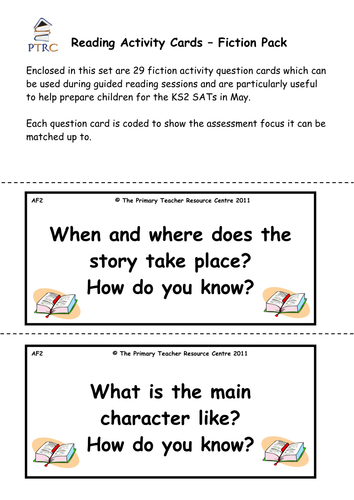 Reading Activity Cards - Fiction Pack