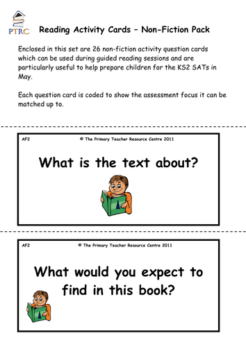 Reading Activity Cards - Non Fiction Pack