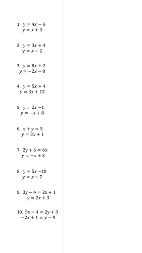 Basic simultaneous equations - substitution