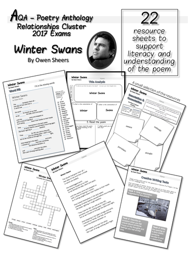 Winter Swans Worksheets.  AQA Anthology 2017