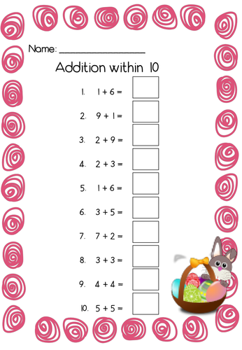Easter Addition within 10 and 20